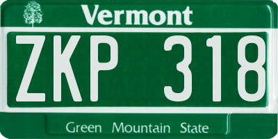 VT license plate ZKP318