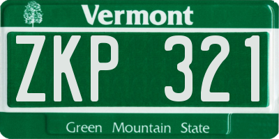 VT license plate ZKP321