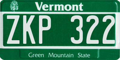 VT license plate ZKP322