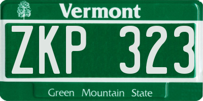 VT license plate ZKP323