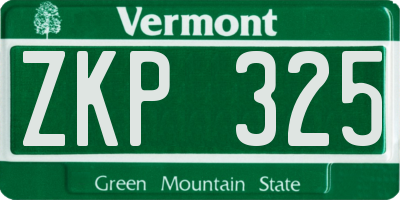 VT license plate ZKP325