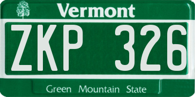 VT license plate ZKP326
