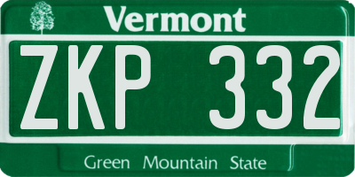 VT license plate ZKP332