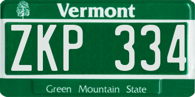VT license plate ZKP334