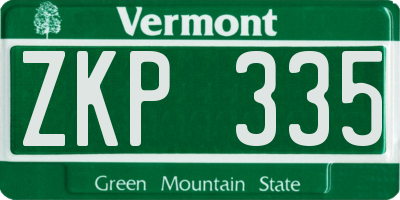 VT license plate ZKP335