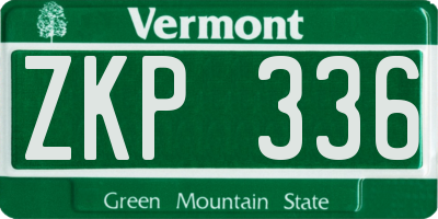 VT license plate ZKP336