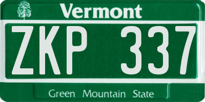 VT license plate ZKP337