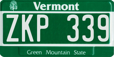 VT license plate ZKP339