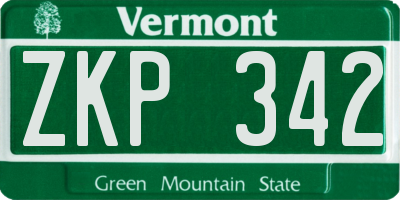 VT license plate ZKP342