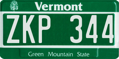 VT license plate ZKP344