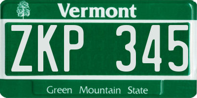 VT license plate ZKP345