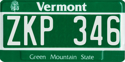 VT license plate ZKP346