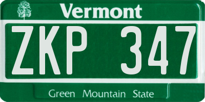 VT license plate ZKP347