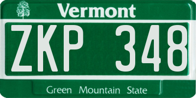 VT license plate ZKP348