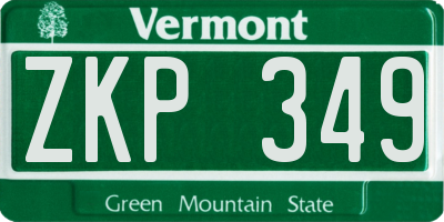 VT license plate ZKP349