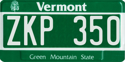 VT license plate ZKP350