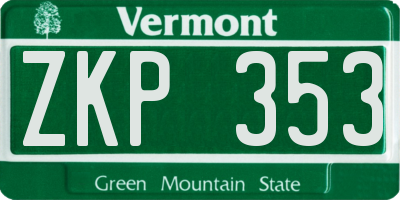VT license plate ZKP353