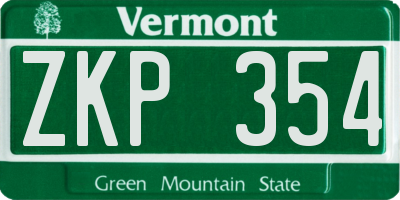 VT license plate ZKP354