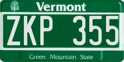VT license plate ZKP355