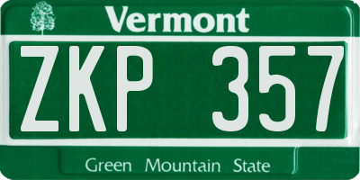 VT license plate ZKP357