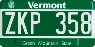 VT license plate ZKP358