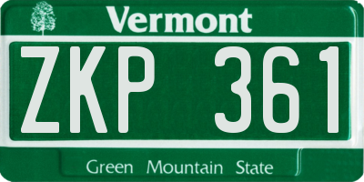 VT license plate ZKP361