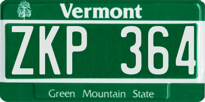 VT license plate ZKP364