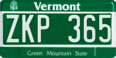 VT license plate ZKP365