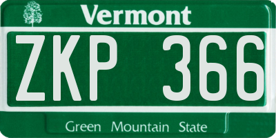 VT license plate ZKP366