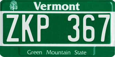 VT license plate ZKP367