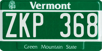 VT license plate ZKP368