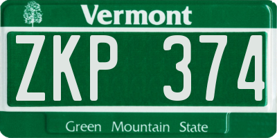 VT license plate ZKP374