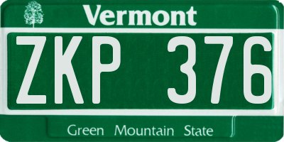 VT license plate ZKP376