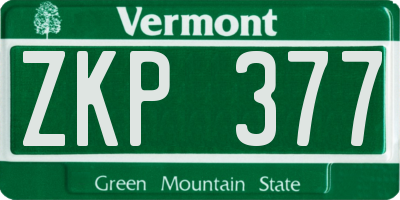 VT license plate ZKP377