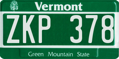 VT license plate ZKP378