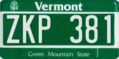 VT license plate ZKP381