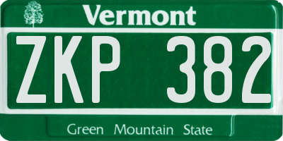 VT license plate ZKP382