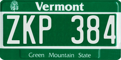 VT license plate ZKP384