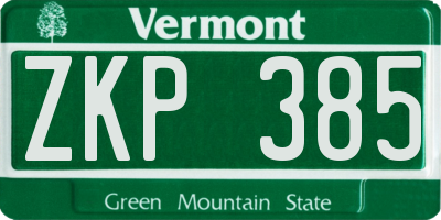 VT license plate ZKP385