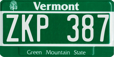 VT license plate ZKP387