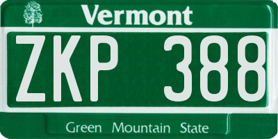 VT license plate ZKP388