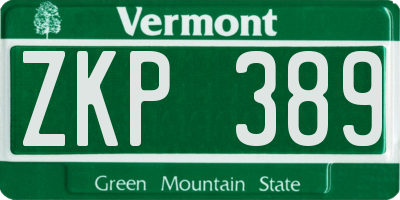 VT license plate ZKP389