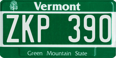 VT license plate ZKP390