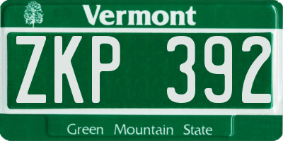 VT license plate ZKP392