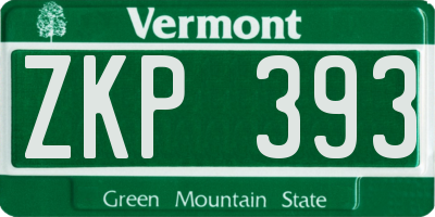 VT license plate ZKP393