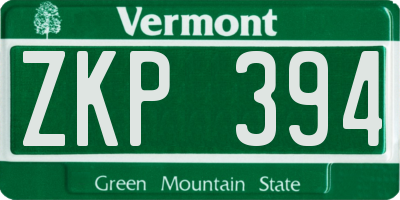 VT license plate ZKP394
