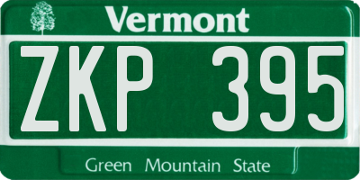 VT license plate ZKP395