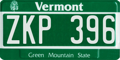 VT license plate ZKP396
