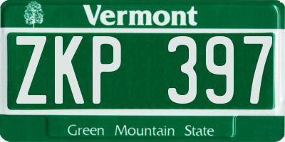 VT license plate ZKP397