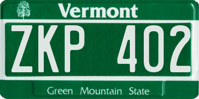 VT license plate ZKP402